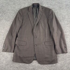 Brooks Brothers Suit Jacket 44 L Taupe Wool Windowpane Madison Golden Fleece